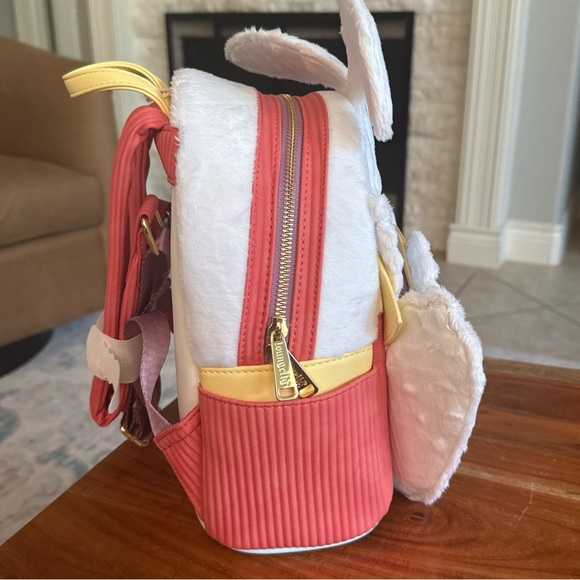 Loungefly White Rabbit Clock Backpack & Wallet Set in White, Pink, Yellow - Picture 5 of 11